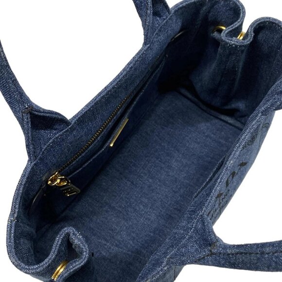 Auth PRADA Canapa - Blue Black Denim Tote Bag - Picture 12 of 15